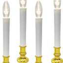 4 Pack Christmas Battery Operated LED Window Candles with Timer, Christmas Window Candles Lights with 3V Ultra-Bright LED Bulbs for Halloween Decorations Indoor Windows Mantels Table , 4 Suction Cups