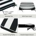 FUNHOME Outdoor Chair Cushions 18"x18"x2.5" Set of 2,Water Resistant Patio Chair Cushion with Zipper&Ties,18x18 Inch Replacement Square Seat Cushion for Garden Chairs(Black White)