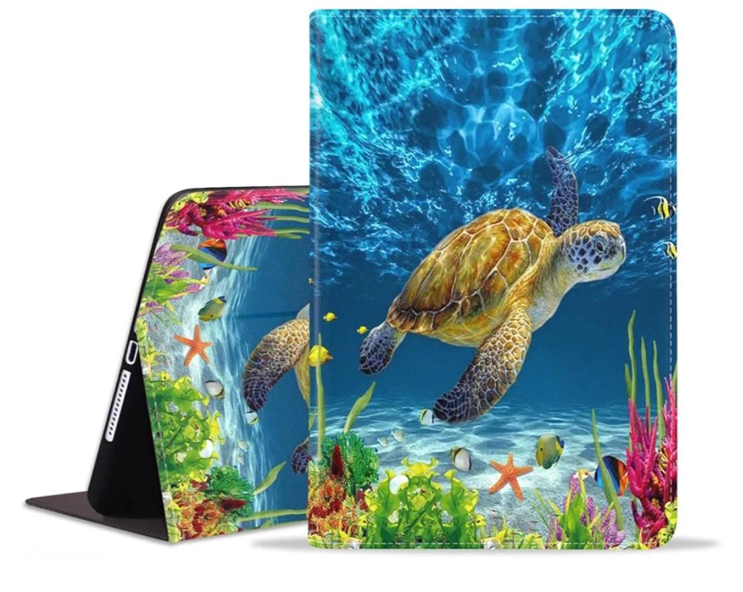 WEUIUJKILO Case for Samsung Galaxy Tab S5e 10.5 inch 2019 (Model: SM-T720/T725/T727), Slim PU Leather Folding Stand Smart Cover with Auto Sleep/Wake, Sea Turtle