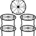 Tosnail 5 Pack Metal Plant Stands for Indoor and Outdoor, Planters Flower Pots Holder, Beverage Dispenser Stand, Pumpkin Short Stand, Double Braces Legs