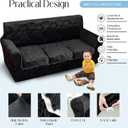 4 Pieces Velvet Embossing Sofa Cover 3 Cushion Couch Covers for Sofa Durable Soft Plush Sofa Slipcovers 3 Seater Washable Dog Cover for Couch (Black, Sofa)