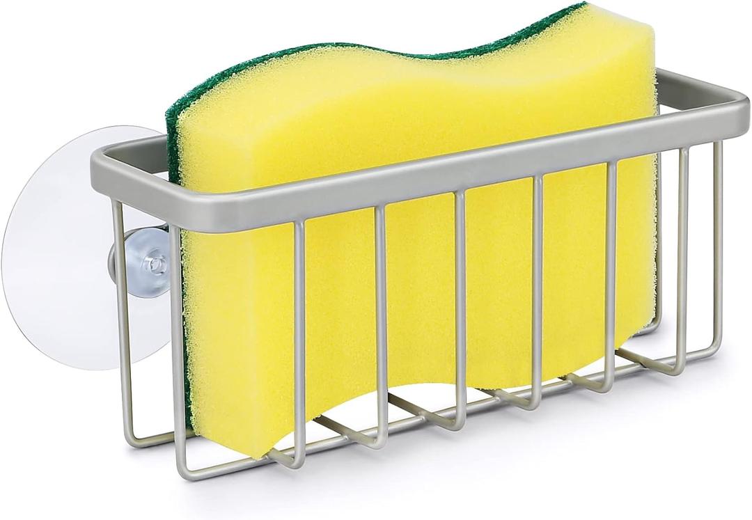 HLOOL Sponge Holder for Kitchen Sink, Kitchen Sink Sponge Holder,Sink Caddy,Dish Soap Holder Mat Silver