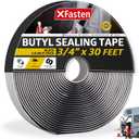 XFasten Butyl Sealing Tape, Black, 1/8-In x 3/4-In x 30-Foot Plumbers Putty, RV Sealant, Boat Sealing, EDPM Butyl Tape