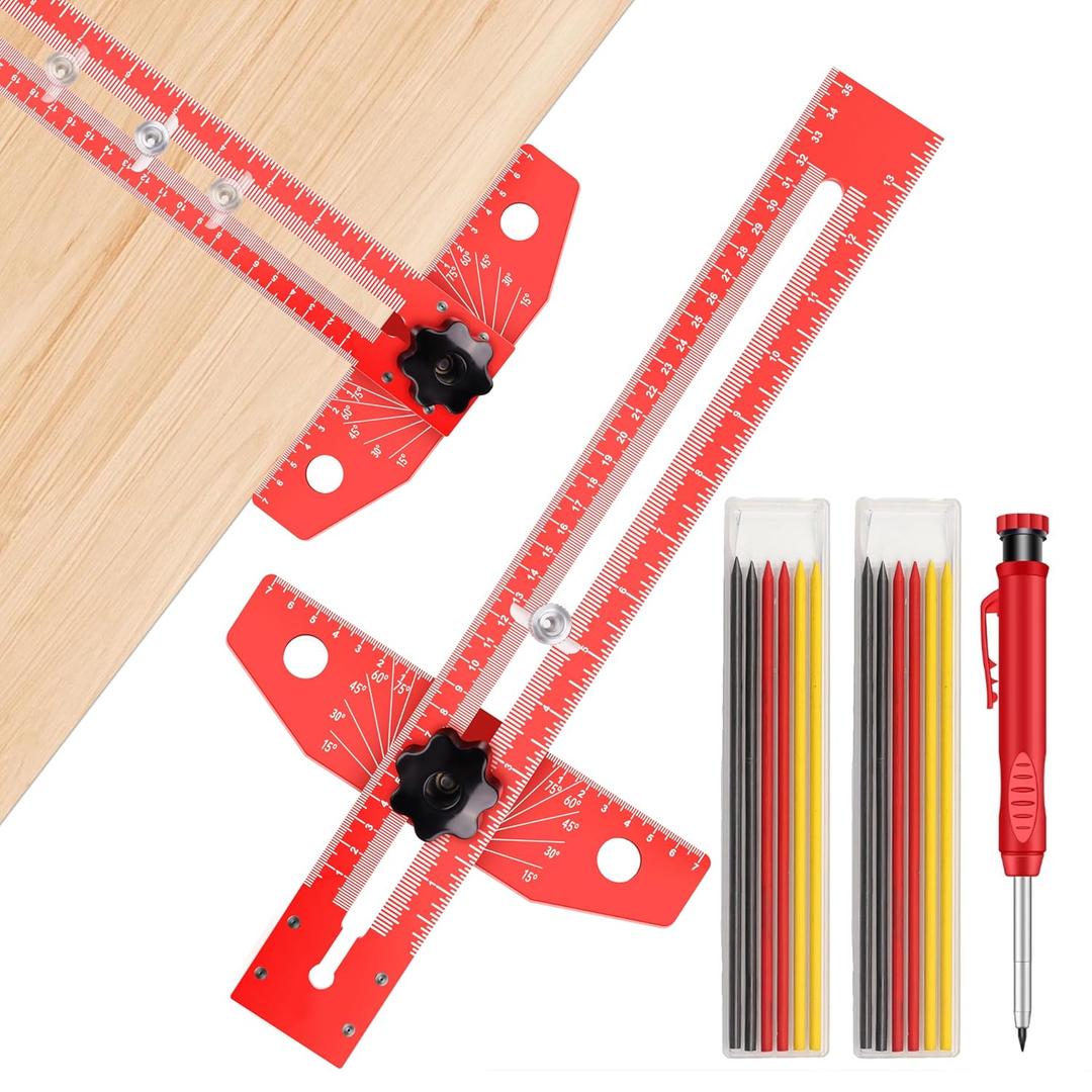 Woodworking Scriber Marking Line RulerAdjustable Aluminum Alloy Sliding T-Square RulerPrecision Line Drawing with Angle Adjustment, Tool for Engineering, Architecture Design Drawing