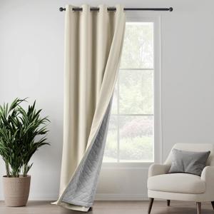 LCOOMZEN 3-in-1 Blackout Curtains Soundproof Noise Reduction Curtains Beige Thermal Insulated Drapes for Winter Elegant Privacy Grommet Curtains for Living Room Bedroom (1 Panel, Beige, 50" x 108")