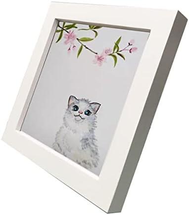 3 PAck KELE MODEL 7x7 Picture Frames White Square. Solid Wood.Plastic Panel.The Protective Film Must be Removed.
