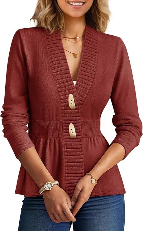 COCCKO Cardigan Sweaters for Women Casual Open Front Sweater 2025 Button Down Lightweight Knitted Coat Tops,  Size M