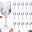 Ciaell 24 PCS Plastic Glasses - 7 Oz Plastic Goblets for Party - Clear Vintage Drinking Glasses - Disposable Water Goblets Set for Wedding, Bar, Beer, Juice, Cocktail, Whiskey
