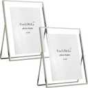 Silver 8x10'' Floating Picture Frame 2 Pack,for Photo Sizes(5x7,6x8 &7x9),Beaded Metal Edge Frame,Adjustable Tabletop/Shelf Classy Photo Frame,for Wedding and Home Decor