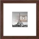 upsimples 8x8 Picture Frame, Display Pictures 4x4 with Mat or 8 x 8 Without, Wall Hanging Photo Frames, Brown, 1 Pack