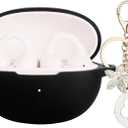 Case Cover Compatible with Baseus Bass BC1 Earbuds, Ziseyoru Soft Silicone Protective Skin for Baseus Bass BC1 with Accessories Bling Keychain for Women Girl (Black)