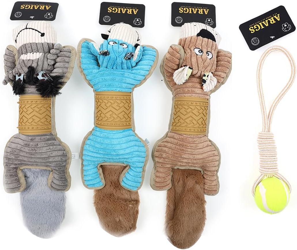 Pet Companion Squeaky Plush Toy - Comforting Dog & Cat Plush Toys with Squeaker, Soft Cuddly Companion for Anxiety Relief, Training & Play - Premium Quality Pet Toys 4 Pack