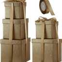 Cholemy 5 Pcs Square Nesting Boxes Decorative Gift Boxes with Lid and Ribbon Assorted Sizes Wrap for Wedding, Thanksgiving, Christmas, Anniversary, Birthday, Bridal Party(Champagne Gold)