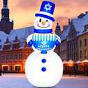 Danxilu 6 FT Hanukkah Inflatable Outdoor Snowman Holding Menorah Decorations, Build in LEDs & Tethers Stakes Inflatable Snowman Blow Up Yard Decoration for Holiday Party Indoor Patio Lawn