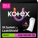 Kotex Ultra Thin Pads, Heavy Absorbency, 56 Count