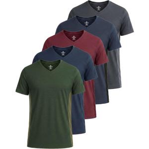 Real Essentials 5 Pack: Mens V-Neck Dry-Fit Moisture Wicking Active Athletic Tech Performance T-Shirt (X-Large)