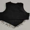 Women Mock Neck Crop Top Rhinestone Fringe Tank Tops Raceback TShirt Sleeveless Crop