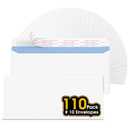 CREGEAR #10 Self Seal Security Envelopes, 110 Count, 4-1/8" x 9-1/2", 24 lb Paper, NO Window, White, Strip and Seal for Privacy & Business