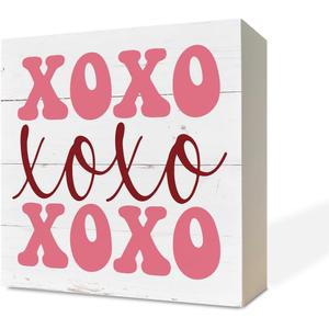 Valentine Wood Sign, Pink XOXO, Indoor Decor, Rustic Style, Tabletop, Bedroom, Living Room, Office