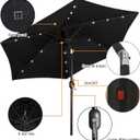 Blissun 7.5 ft Solar Umbrella, 18 LED Lighted Patio Umbrella, Table Market Umbrella