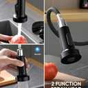 Kitchen Faucet with Cup Washer Pull Down Sprayer Stainless Steel Kitchen Sink Faucet with Deck Plate Glass Rinser Single Hole Black 3307R