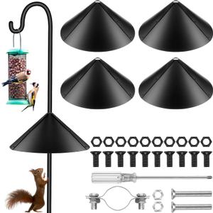 Domensi 4 Sets 18 Inches Squirrel Baffle for Bird Feeder Pole, Outside Pole Mount House Guard Bird Feeder Baffle for Shepherd's Hook, Preventing from Squirrels, Raccoons(Black)
