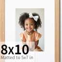 ZLG 8x10 Picture Frame, Solid Wood 8x10 Frame with mat for 5x7, for Tabletop and Wall Display, Wall Hook Included, Set of 1 (Wood Natural Oak)