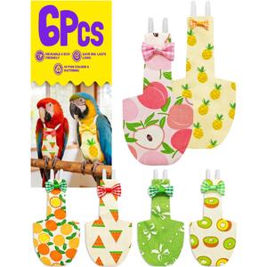 6Pcs Large Size Bird Diapers, Reusable Parrot Pigeon Pants, Leakproof Poop Control Suit for Cockatiel Conure Macaw Parakeet, Indoor Outdoor Nappy for Medium Birds (Size XL)