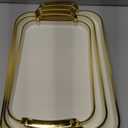 Zufudo 3 Pack Serving Tray with Handles, Stackable Reusable Trays for Serving Food, Plastic Serving Platters for Party, Charcuterie, Fruit, Appetizer, Cream Gold