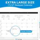 3 x 2026 desk calendar 17x12 Inch-Wall & Desk Planner Dual-Use Design,18-Month Use, clear plastic cover (Concise(Jan 2026 - June 2027))