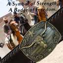 Western Belt Buckles for Men Cowboy Belt Buckle American Flag Belt Buckles Longhorn bull Gold