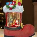 Large Christmas Snow Globes Light up Snowglobes Christmas Lantern with 8 Songs, 9.65" Red Boot Christmas Snow Globe for Kids Adults, 6H Timer & Dual Power, Lighted Christmas Decorations Indoor Gifts (Santa Claus Gifts Pile 97)