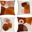 Jartinle Burnt Orange Abstract Throw Pillow Covers 20x20 Set of 4 Boho Geometric Pillow Covers Accent Minimalist for Couch Outdoor Decor (Rust Orange Terracotta)