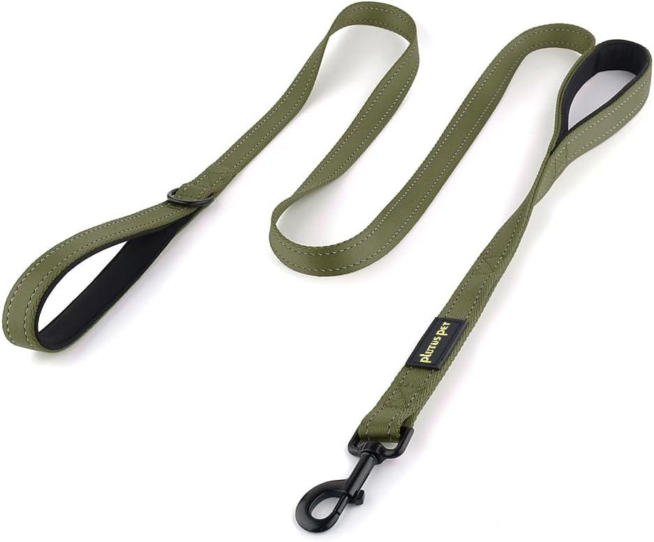 Plutus Pet Double Handle Dog Leash 6ft, Heavy Duty, Reflective Dual Handle Dog Leash for Safety Training, for Medium Large Dogs,2 Handle Leads, Ranger Green