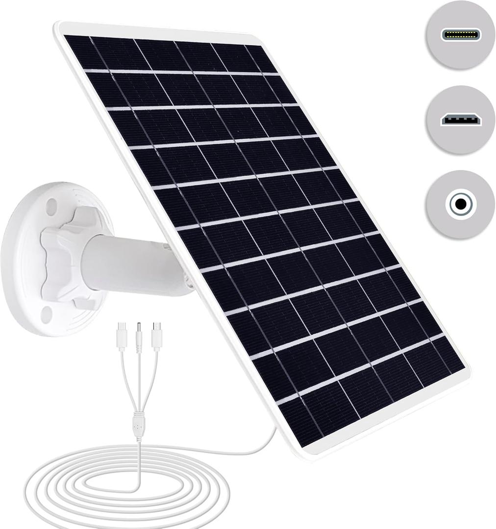 8W Solar Panel Built-in with SANYO 13200mAh Battery for Security Camera Outdoor, 3in1 Plug Charger Panel for Trail Hunting Camera, Support Emergency Power for Camping Hiking Lights, Phones, Tablet PC