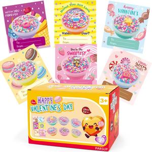 PARSUP 30Pcs Valentine Cards with Slime for Kids, Valentines Day Cards for Classroom Exchange, Valentine's Day Party Favors Gift for Party Bag Fillers Party Supplies