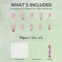 2 x Press on Nails Medium Almond French Tip Fake Nails Flower Leopard Print Designs False Nails Full Cover Glossy False Nails for Women Manicure Nail Art Decoration-size S