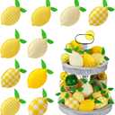 Patelai 12 Pcs Lemon Tiered Tray Decor Summer Stuffed Fabric Decoration 5 Inch Lemon Shaped Kitchen Decor Rustic Farmhouse for Tiered Tray Bowl Fillers Summer Home Supplies