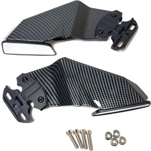 Motorcycle Mirrors Wing Rearview Mirror for Y-amaha YZF R1 R3 R6 R15 R25 R125 Motorbike Fairing Adjustable Sportster Aerodynamics Side Mirrors (Pattern Black)