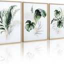 2 x ArtbyHannah Unframed 12x16 Inch Canvas Wall Art Prints, Set of 3 Botanical Wall Decor for Bathroom, Living Room, Office (Ideal as 12x16 Frame Insert)