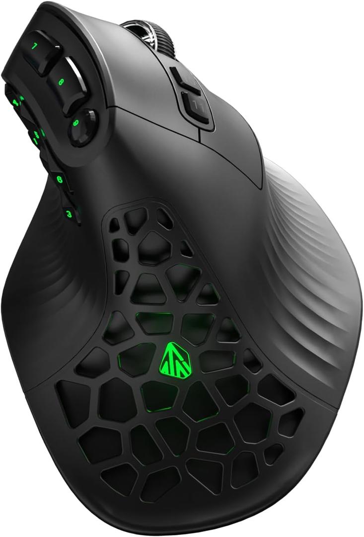 SOLAKAKA E9 Vertical MMO Gaming Mouse,24800 DPI,Tri-Mode Ergonomic Wireless Mouse with 10 Side Buttons,RGB Mouse for PC/Mac Black