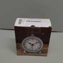 Peakeep 4" Small Battery Operated Antique Retro Analog Alarm Clock with Contour Lines in Gold for Room Decors, Silent Elegant Bedside Desk Gift Clock (Black)