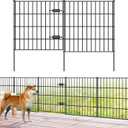 FOREHOGAR Metal Garden Fence 28in (H) x 23.3ft (L), 1 Gate + 9 Panels Dog Fence Border Fences Animal Barrier, No Dig Garden Fencing for Yard Flower Bed Lawn Patio Outdoor, PIN282810G Black