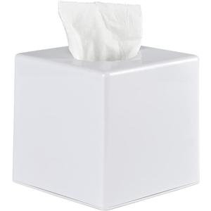 Tissue Box Cover, Square Facial Tissue Holder Storage for Bathroom Vanity, Countertops, Dressers, Night Stand, Parlors and Offices - White