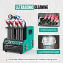PLAYOCCAR Fuel Injector Cleanr Machine,4 Cylinder Ultrasonic Heating Cleaning Injector Machine,Tester Kit for Gasoline Diesel Car & Motorcycle FEI/FSI Injector