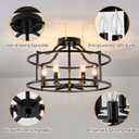 UOFUS Black Farmhouse Chandelier 6-Light Metal Dining Room Light Fixture Modern Industrial Semi Flush Mount Ceiling Light Fixture for Kitchen Island Bedroom Entryway Hallway Foyer E12 Base