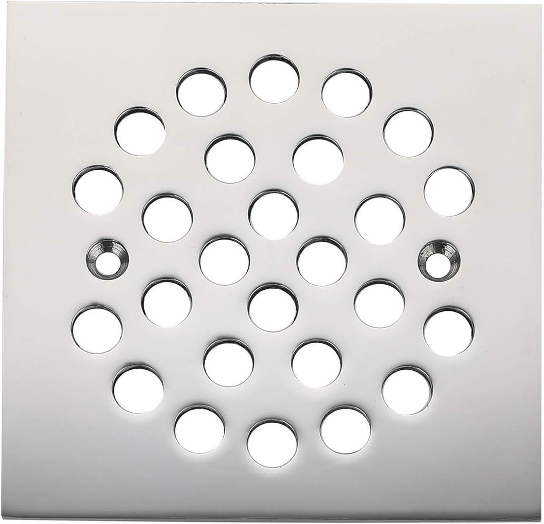 Square 4-1/4-inch Screw-in Shower Floor Drain Grate Strainer (Chrome)