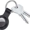 3 x AirTag Holder with Keychian, Compatible with Apple Airtags, Durable Silicone Protective Case for Airtag, Anti-Scratch & Keychain Attachment (Black+Lavender Grey+Dark Green+Brown)