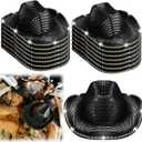 10 Pcs Wedding Light Up Cowboy Hat Led Cowboy Hat Lights Cowboy Cowgirl Hat for Wedding (Black)