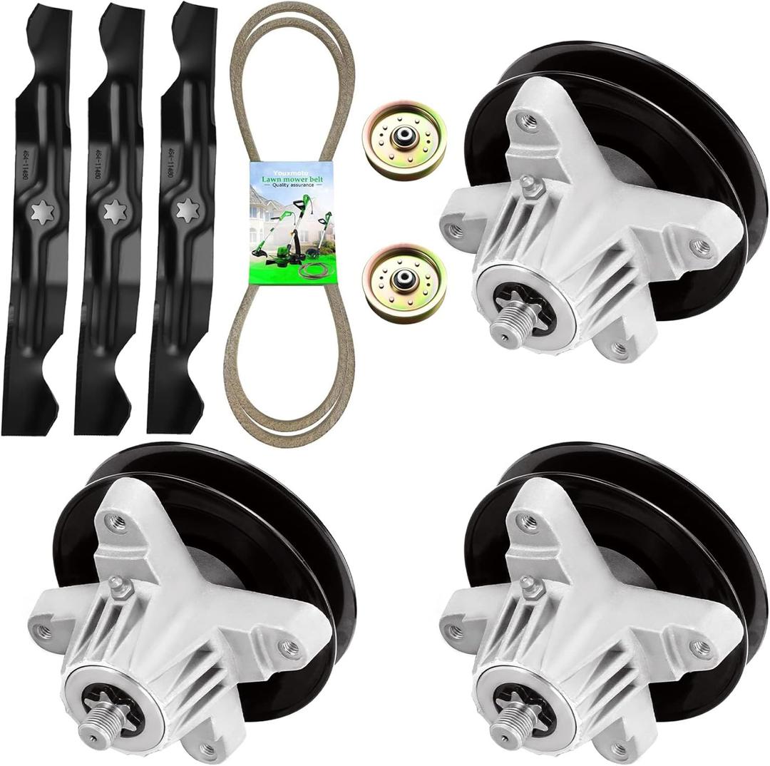 Mower Deck Spindle Blade Rebuild Kit Fit for Cub Cadet, Fit for MTD LTX1050KH, LTX1050VT, SLTX1050 2009, Spindle 618-05016 618-04825, Blade 742-04053, Idler 753-08171, 162 inch Belt 754-04240